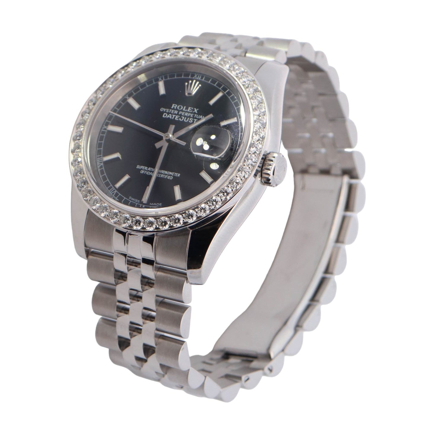Rolex Datejust Stainless Steel 36mm Black Stick Dial Watch Reference #: 116234 - Happy Jewelers Fine Jewelry Lifetime Warranty