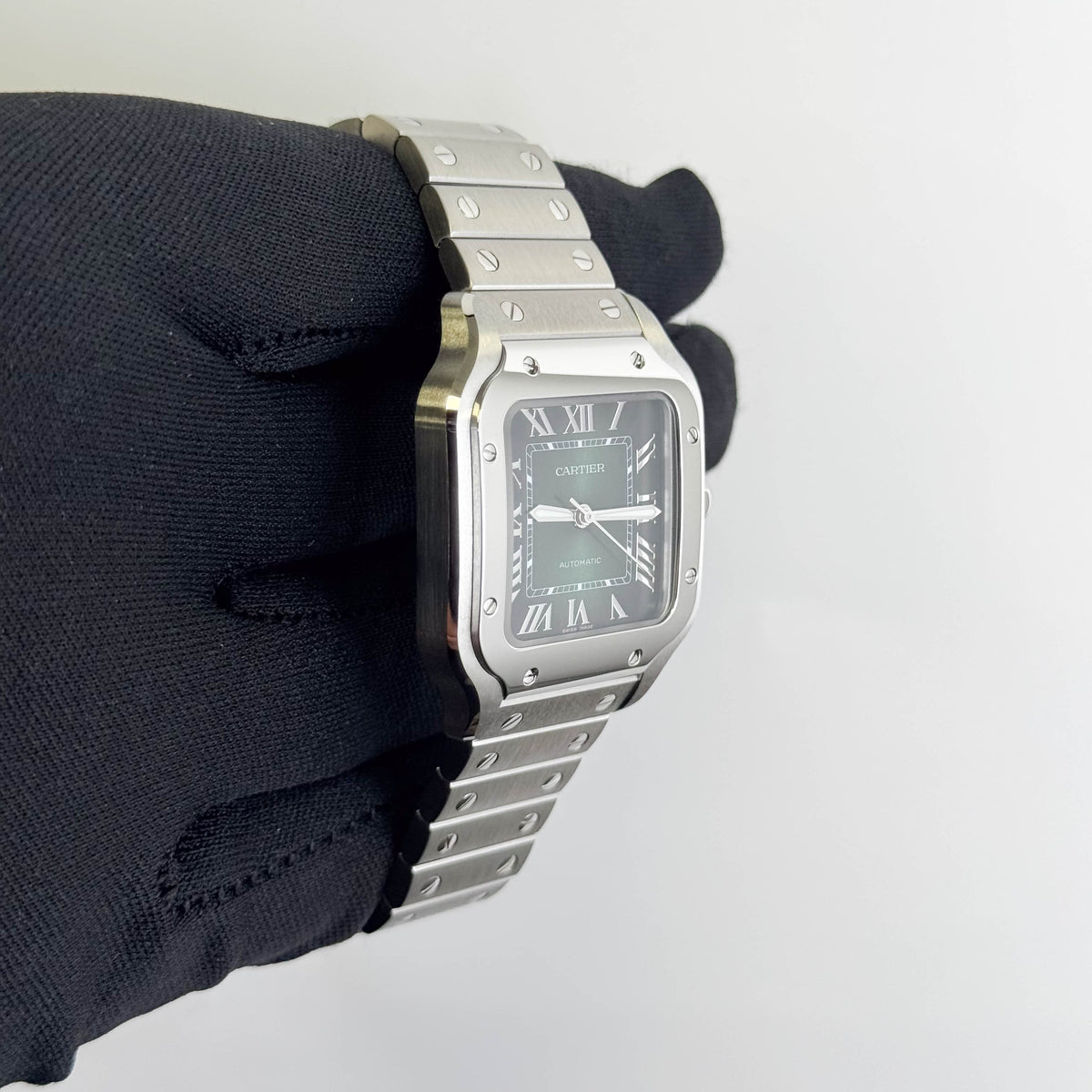 Cartier Santos De Cartier 35x42mm Green Dial Watch Ref# WSSA0061
