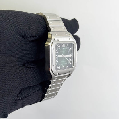 Cartier Santos De Cartier 35x42mm Green Dial Watch Ref# WSSA0061