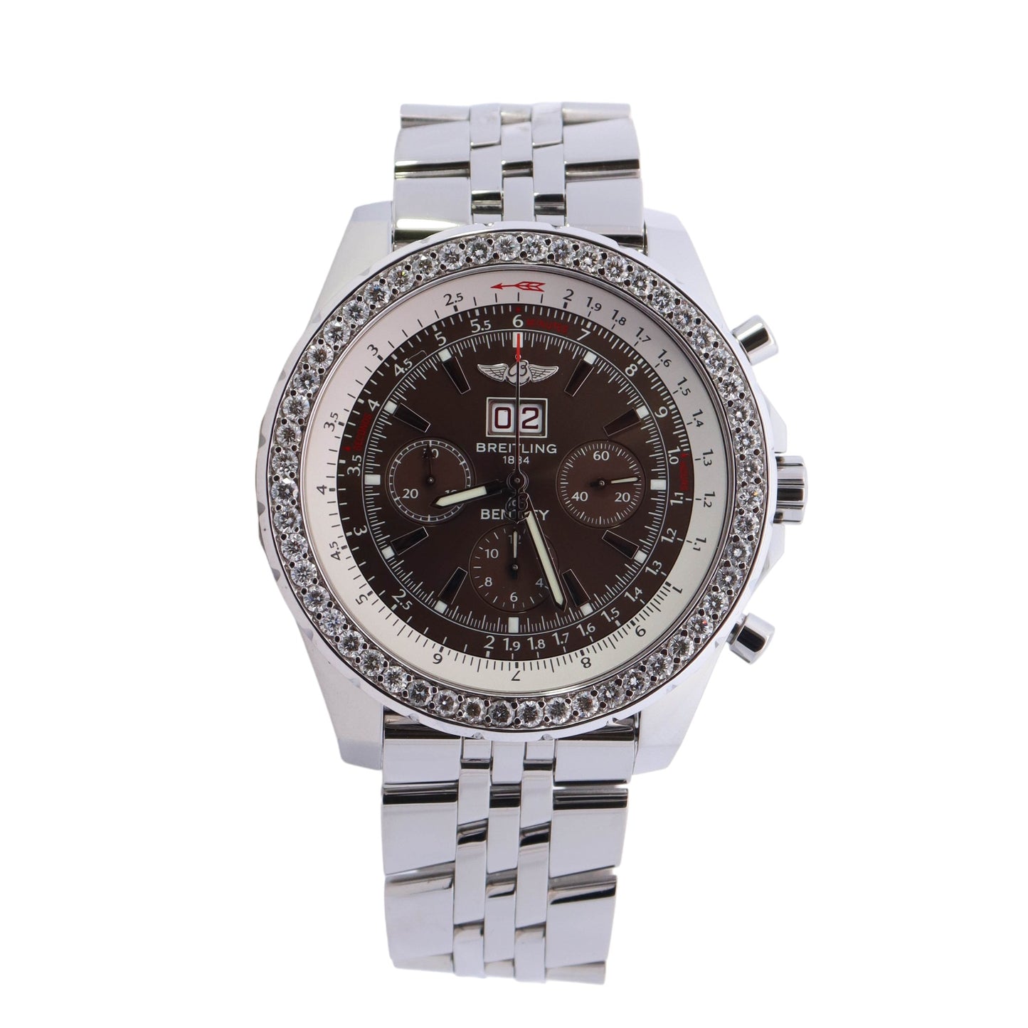 Breitling Bentley Stainless Steel 49mm Chocolate Brown Chrono Dial Watch Reference #: A44362