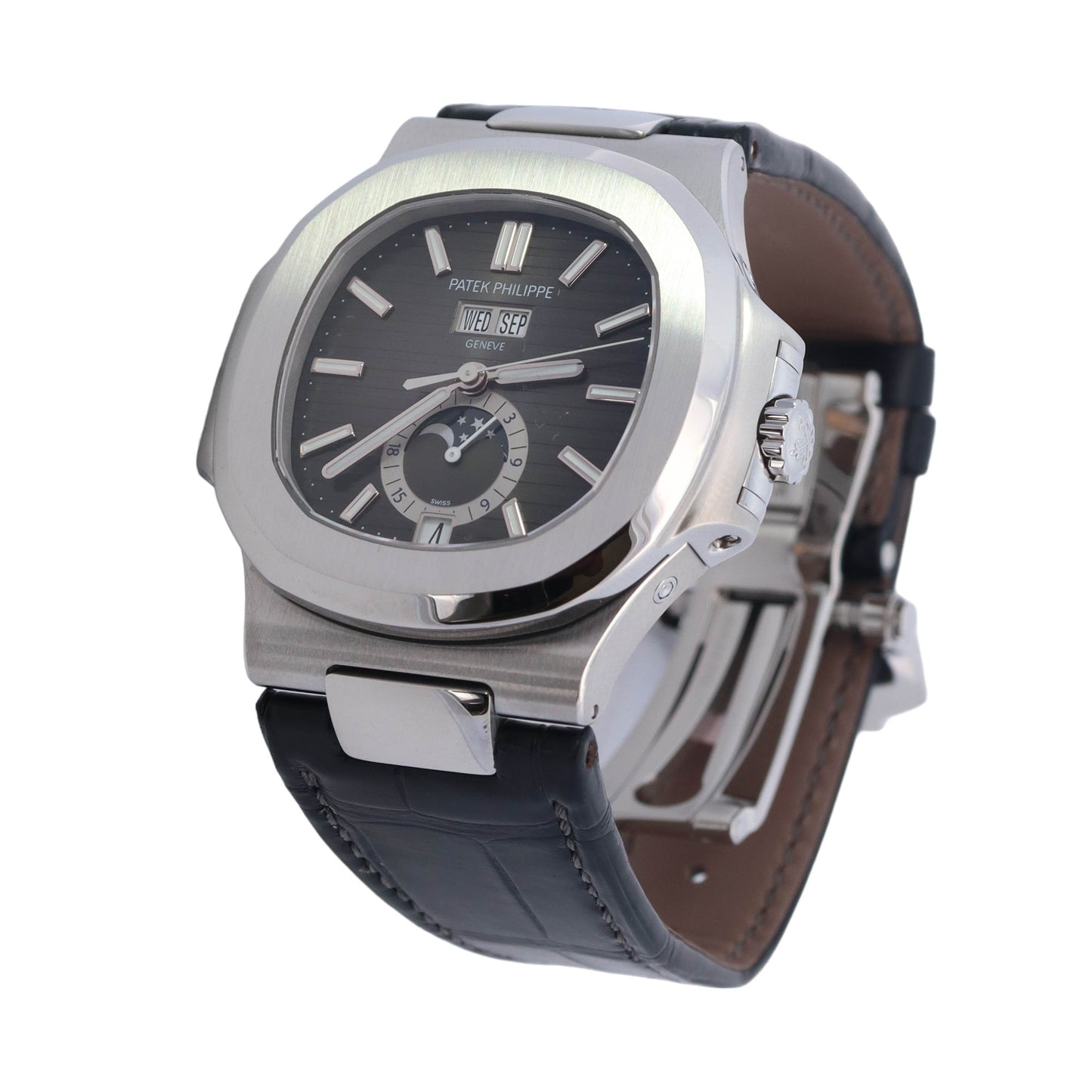 Patek Philippe Nautilus Stainless Steel 40.5mm Black Stick Dial Watch Reference #: 5726A-001