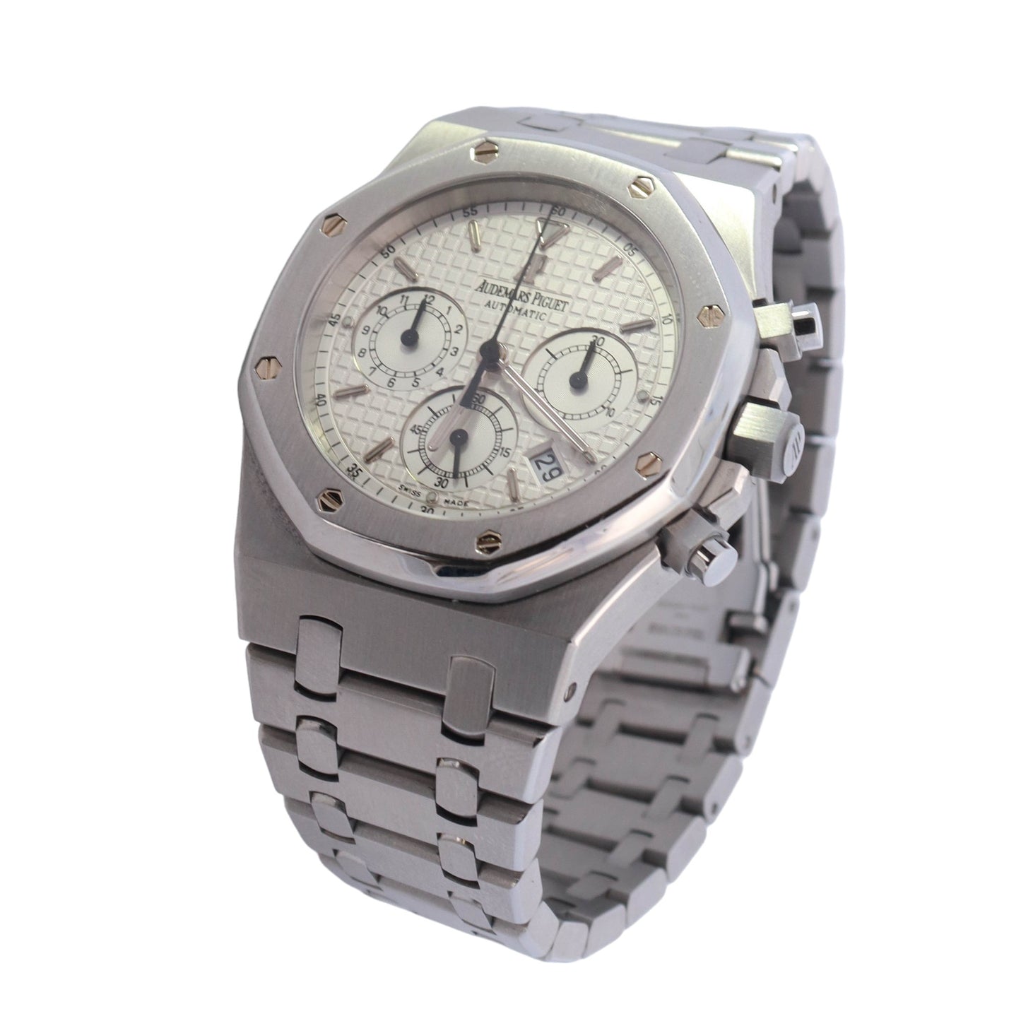 Audemars Piguet Royal Oak Chronograph Stainless Steel 39mm White Chronograph Stick Dial Watch Reference #: 25860ST.OO.1110ST.05 - Happy Jewelers Fine Jewelry Lifetime Warranty