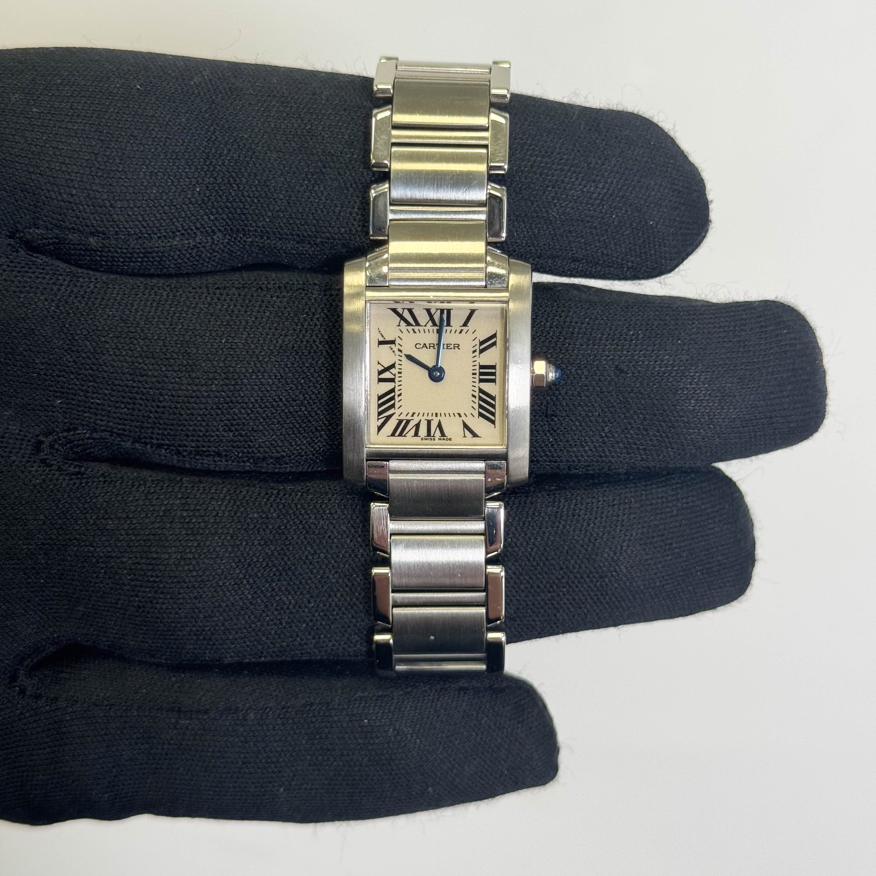 Cartier Tank Stainless Steel 20mm Ivory Dial Watch Ref# W51008Q3 - Happy Jewelers Fine Jewelry Lifetime Warranty