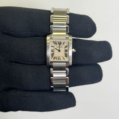 Cartier Tank Stainless Steel 20mm Ivory Dial Watch Ref# W51008Q3 - Happy Jewelers Fine Jewelry Lifetime Warranty