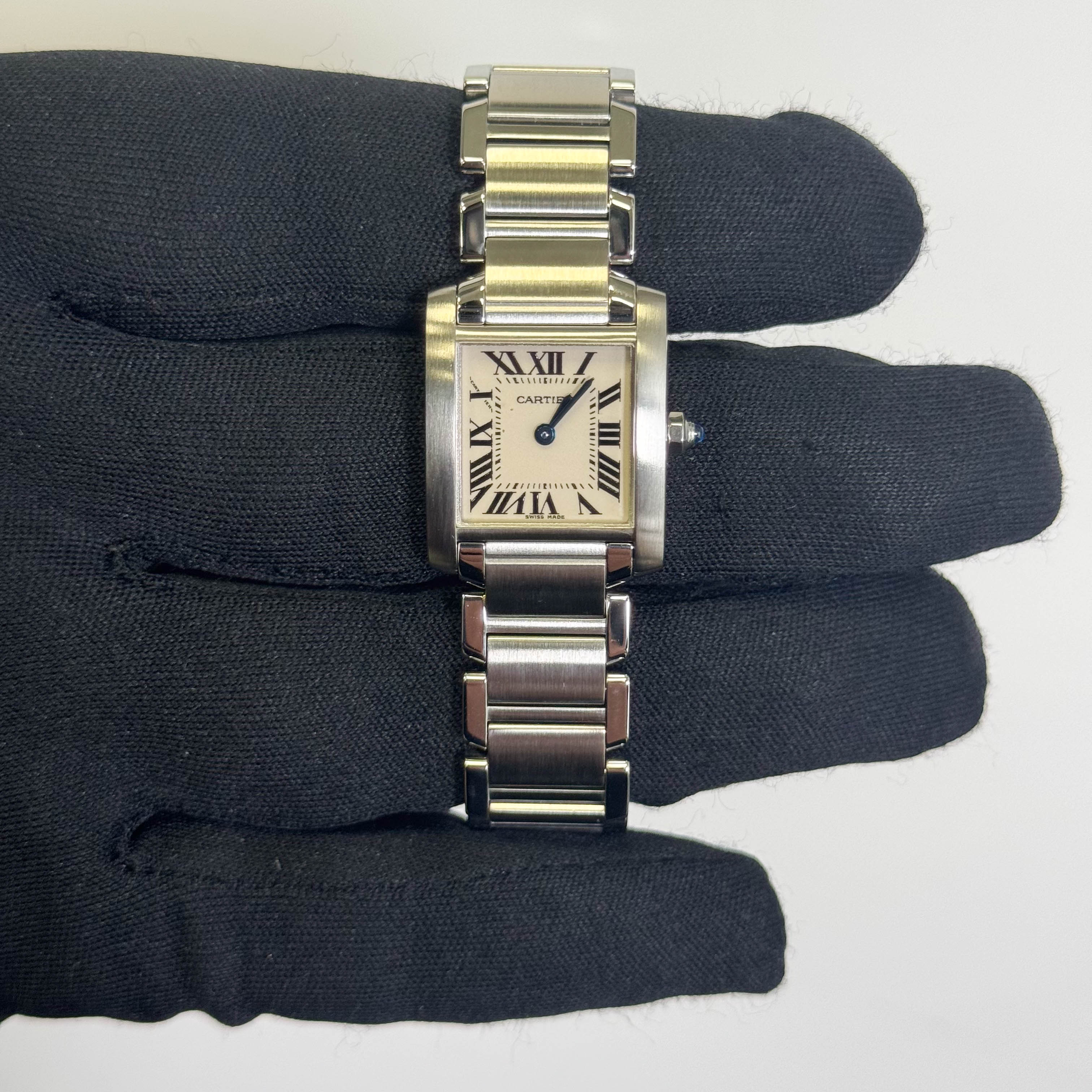 Cartier Tank Stainless Steel 20mm Ivory Dial Watch Ref# W51008Q3 - Happy Jewelers Fine Jewelry Lifetime Warranty