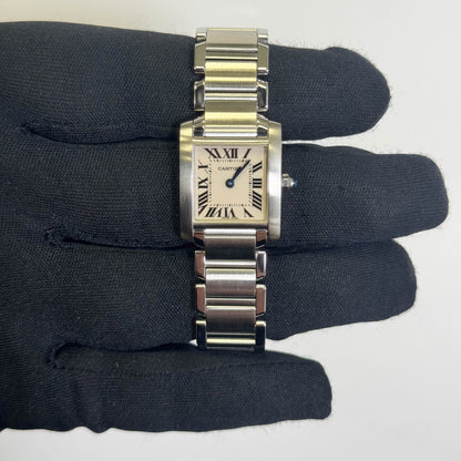 Cartier Tank Stainless Steel 20mm Ivory Dial Watch Ref# W51008Q3 - Happy Jewelers Fine Jewelry Lifetime Warranty