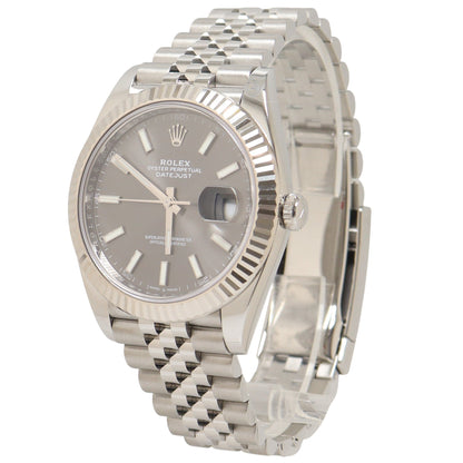 Rolex Datejust Stainless Steel 41mm Rhodium Stick Dial Watch Reference#: 126334 - Happy Jewelers Fine Jewelry Lifetime Warranty