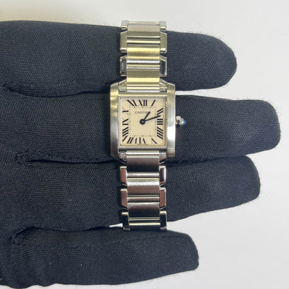 Cartier Tank Stainless Steel 20mm Ivory Dial Watch Ref# W51008Q3 - Happy Jewelers Fine Jewelry Lifetime Warranty