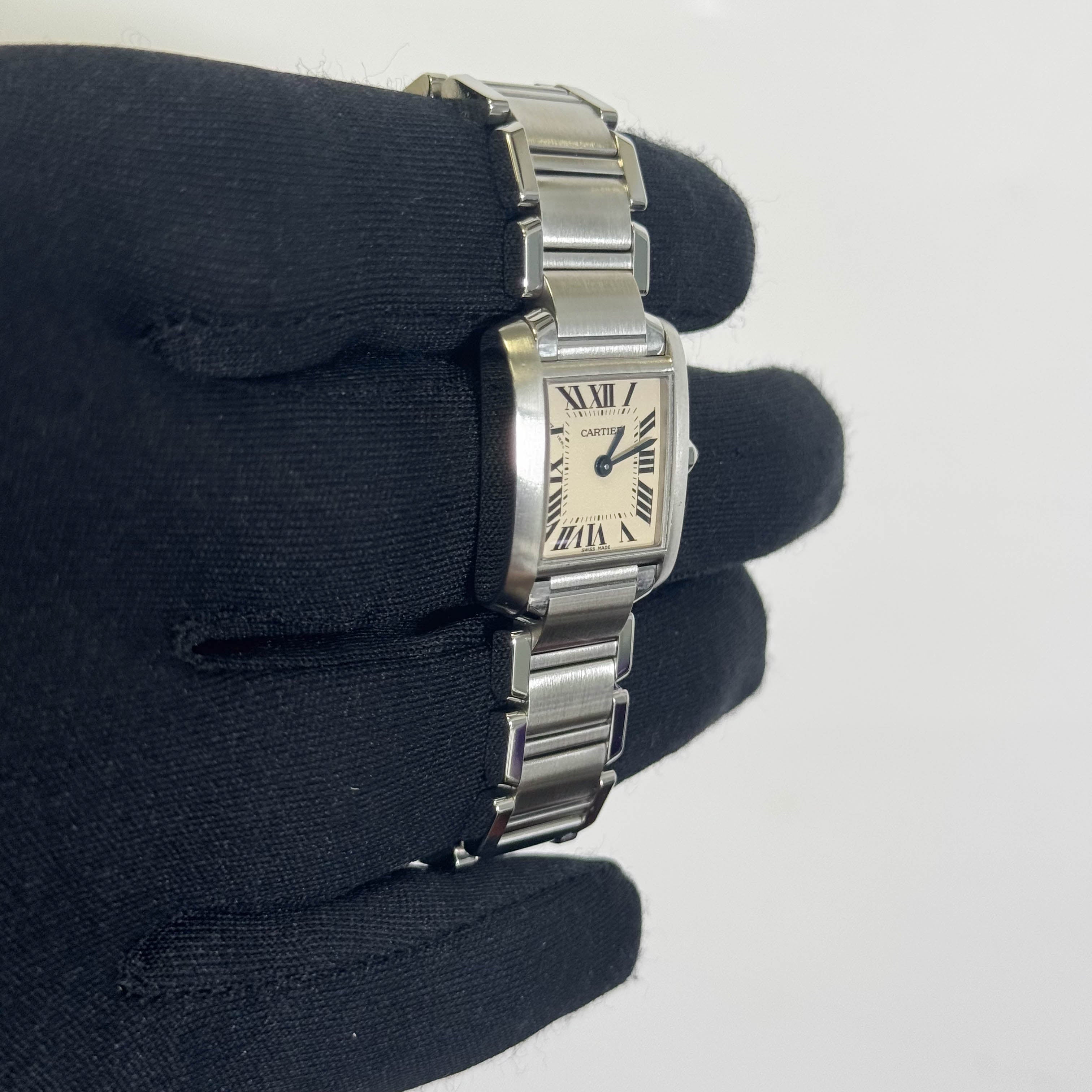 Cartier Tank Stainless Steel 20mm Ivory Dial Watch Ref# W51008Q3 - Happy Jewelers Fine Jewelry Lifetime Warranty