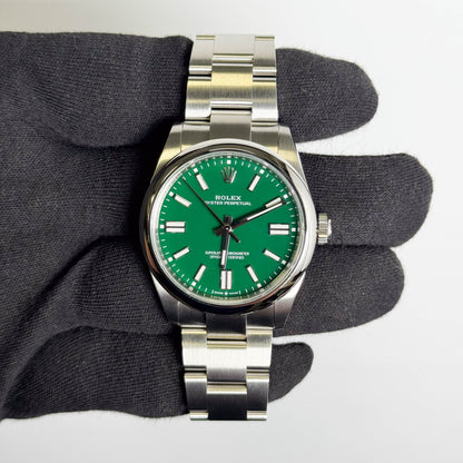 Rolex Oyster Perpetual 41mm Green Dial Watch Ref# 134300