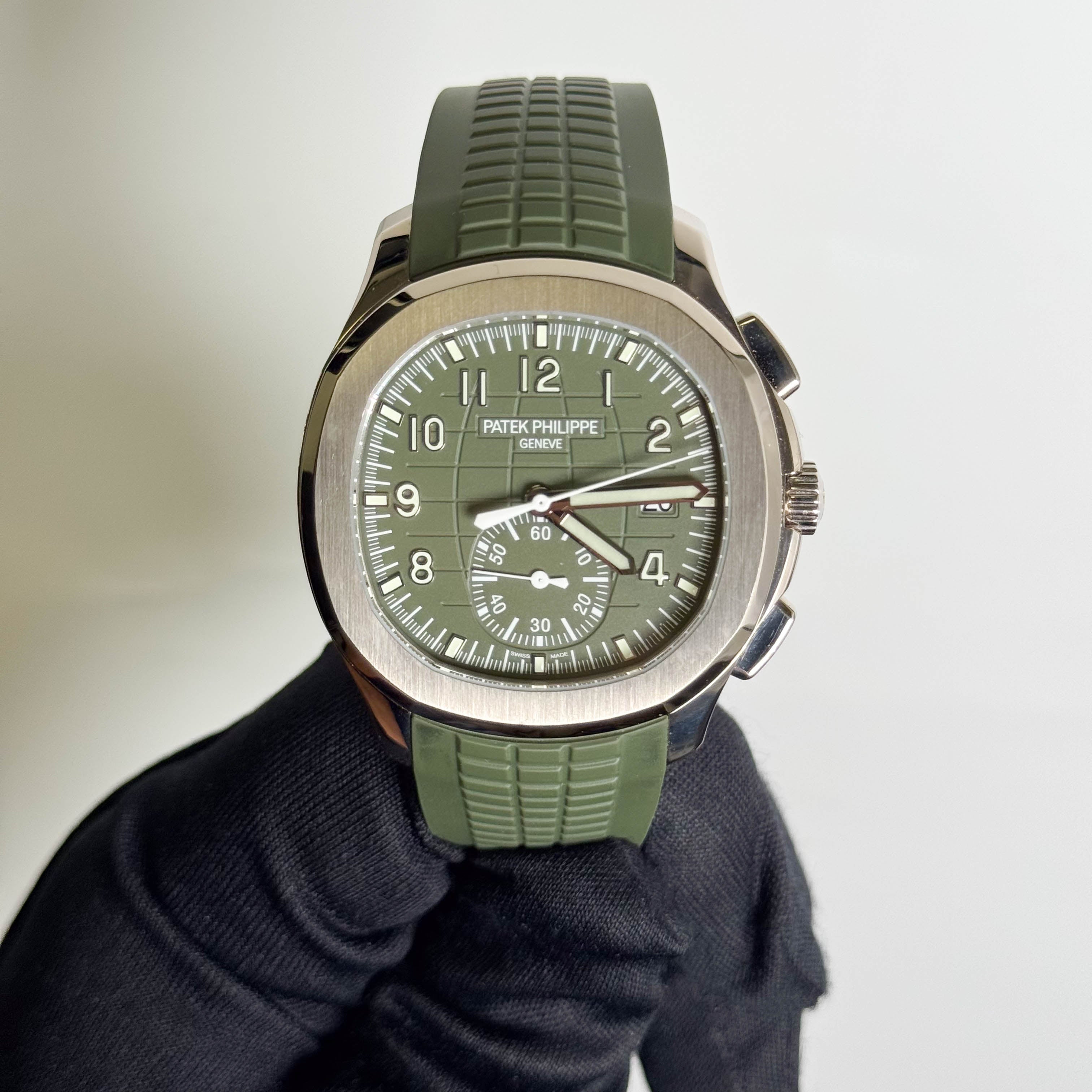 Patek Philippe Aquanaut 42mm Green Dial Watch Ref# 5968G-010 - Happy Jewelers Fine Jewelry Lifetime Warranty