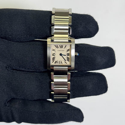Cartier Tank Stainless Steel 20mm Ivory Dial Watch Ref# W51008Q3 - Happy Jewelers Fine Jewelry Lifetime Warranty