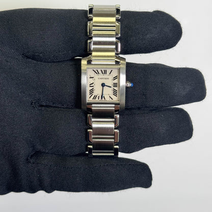 Cartier Tank Stainless Steel 20mm Ivory Dial Watch Ref# W51008Q3 - Happy Jewelers Fine Jewelry Lifetime Warranty