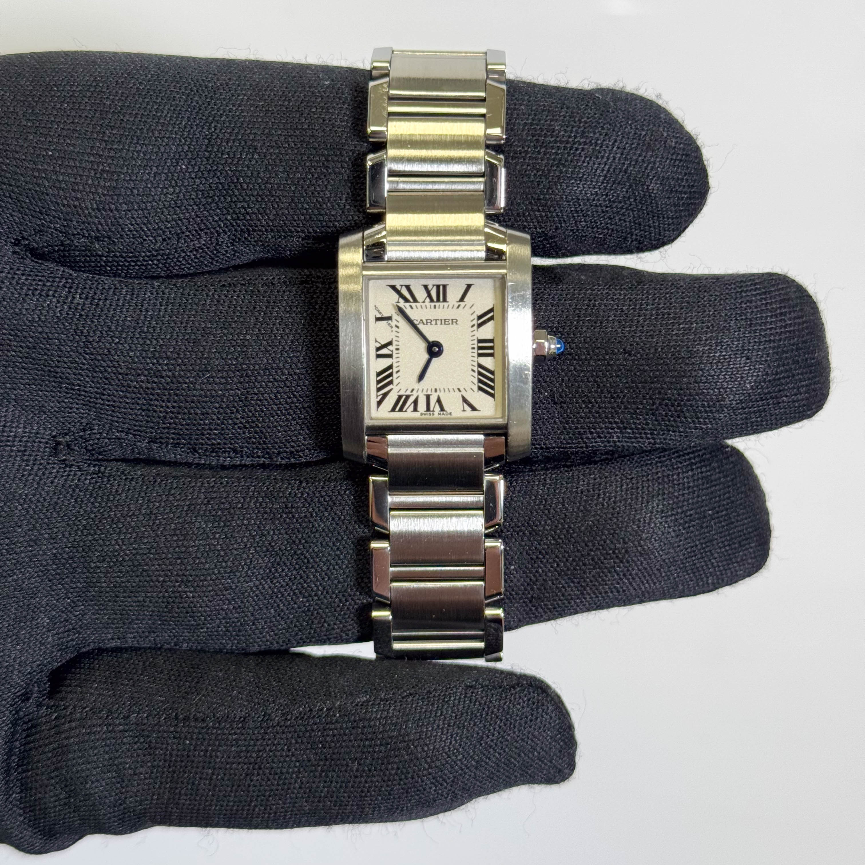 Cartier Tank Stainless Steel 20mm Ivory Dial Watch Ref# W51008Q3 - Happy Jewelers Fine Jewelry Lifetime Warranty