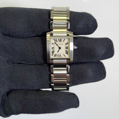 Cartier Tank Stainless Steel 20mm Ivory Dial Watch Ref# W51008Q3 - Happy Jewelers Fine Jewelry Lifetime Warranty