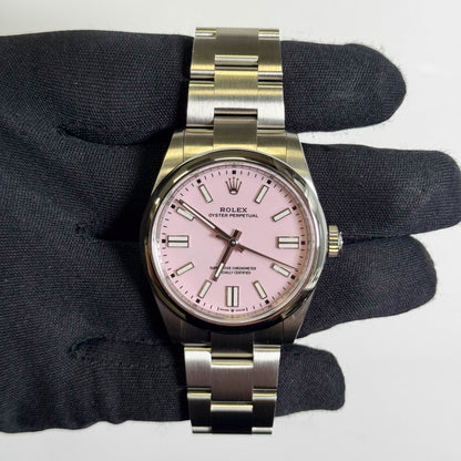 Rolex Oyster Perpetual 41mm Candy Pink Dial Watch Ref# 134300 - Happy Jewelers Fine Jewelry Lifetime Warranty