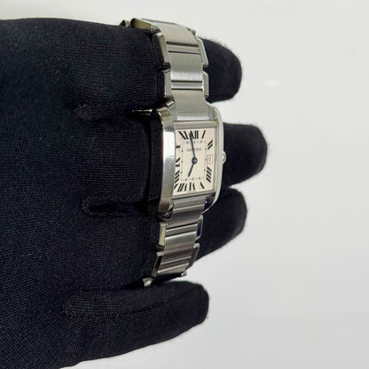Cartier Tank Stainless Steel 25mm White/Ivory Dial Watch Ref# W51011Q3 - Happy Jewelers Fine Jewelry Lifetime Warranty
