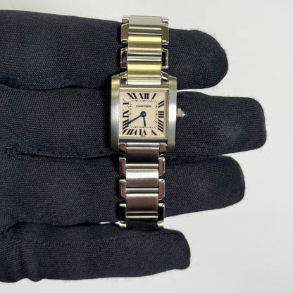 Cartier Tank Stainless Steel 20mm Ivory Dial Watch Ref# W51008Q3 - Happy Jewelers Fine Jewelry Lifetime Warranty