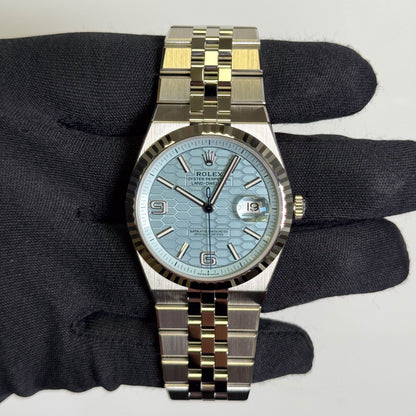 Rolex Land-Dweller Platinum 40mm Ice Blue Honeycomb Dial Watch Ref# 127336 - Happy Jewelers Fine Jewelry Lifetime Warranty