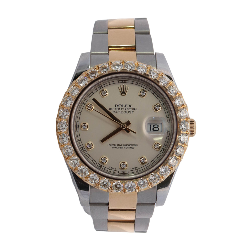 Rolex Datejust Two Tone Yellow Gold & Steel 41mm Ivory Diamond Dial Watch Reference#: 116333 - Happy Jewelers Fine Jewelry Lifetime Warranty