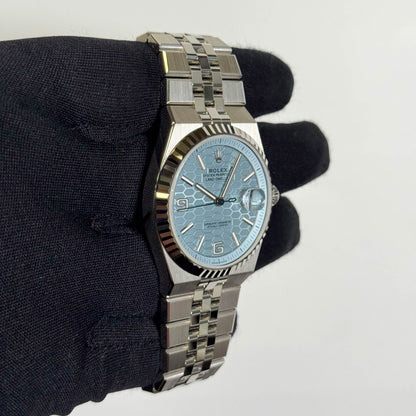 Rolex Land-Dweller Platinum 40mm Ice Blue Honeycomb Dial Watch Ref# 127336 - Happy Jewelers Fine Jewelry Lifetime Warranty