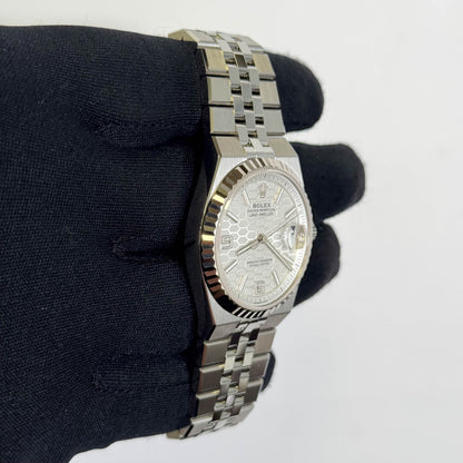 Rolex Land-Dweller 36mm White Honeycomb Dial Watch Ref# 127234 - Happy Jewelers Fine Jewelry Lifetime Warranty