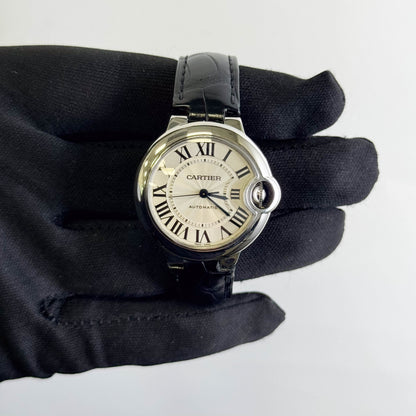 Cartier Ballon Bleu Steel 33mm Silver Dial Watch Ref# W6920085