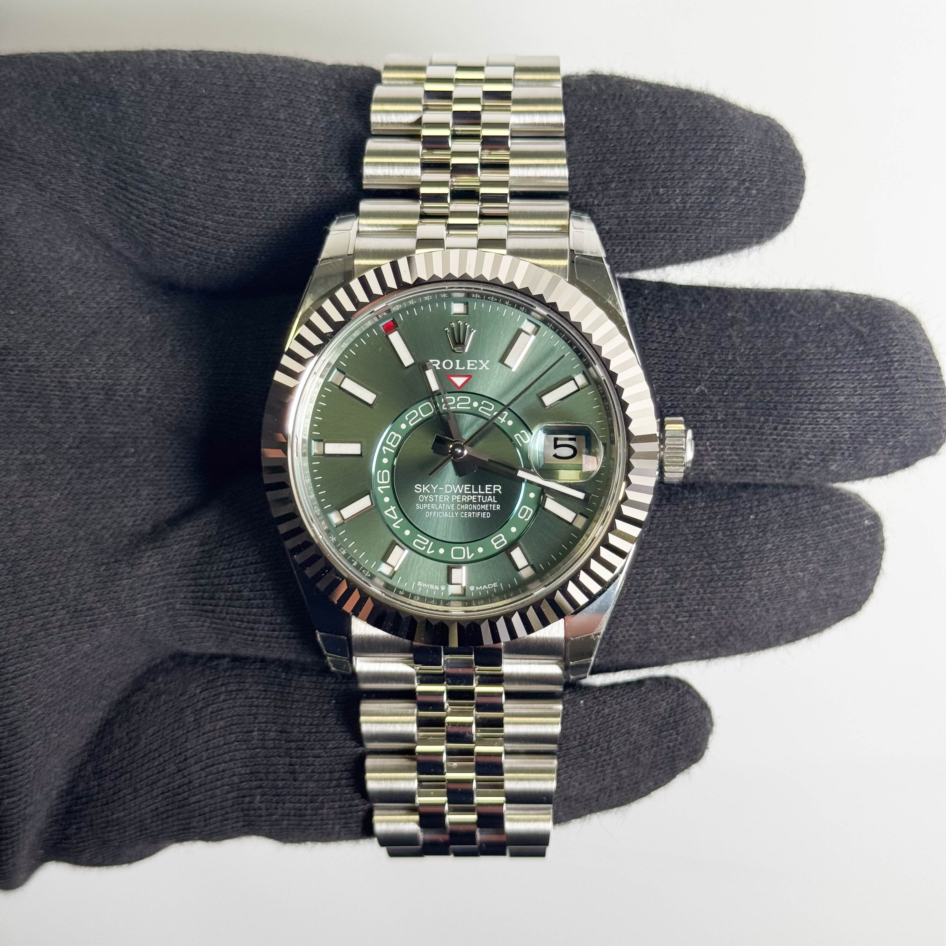 Rolex Sky-Dweller 42mm Green Dial Watch Ref # 336934