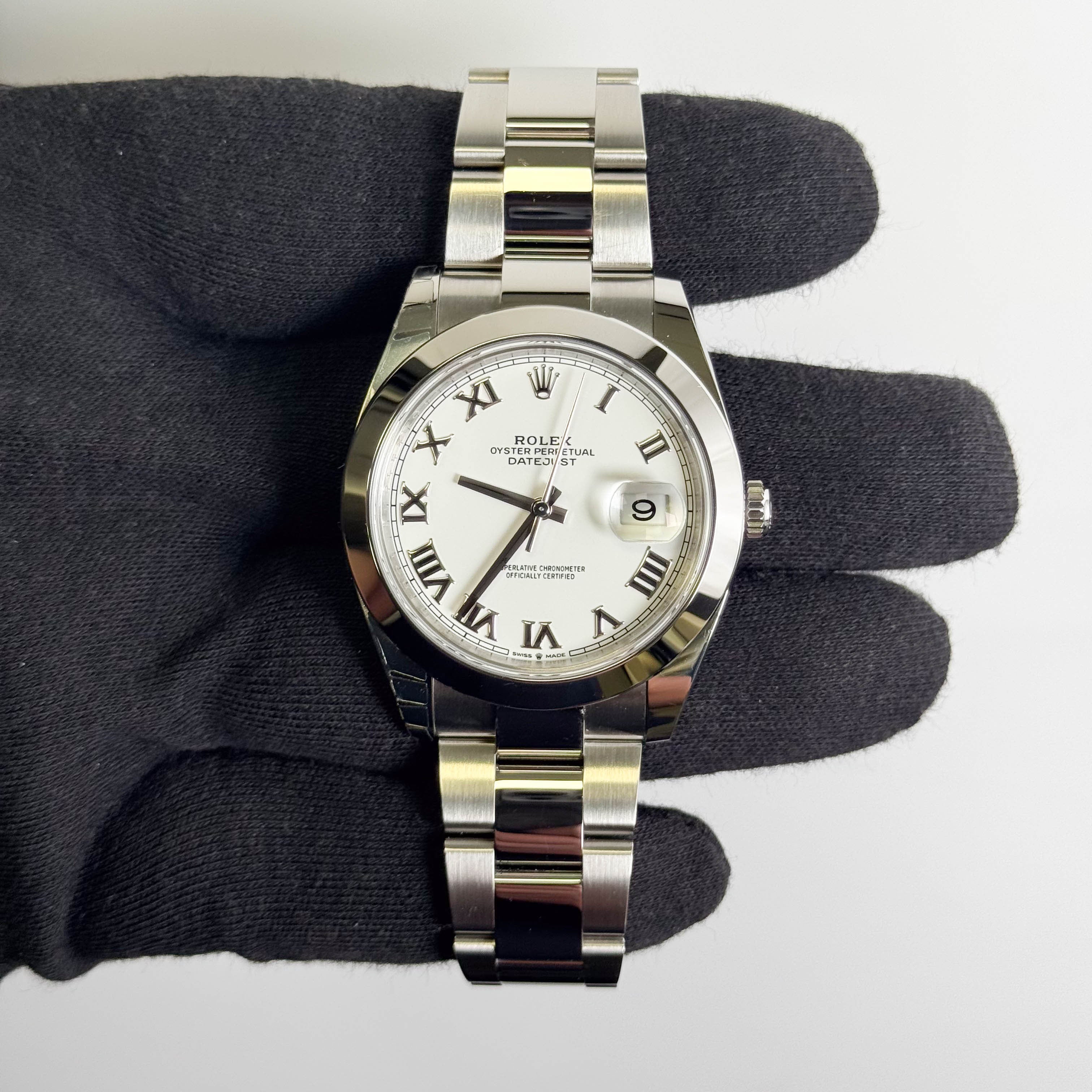 Rolex Datejust 41mm White Roman Dial Watch Ref# 126300