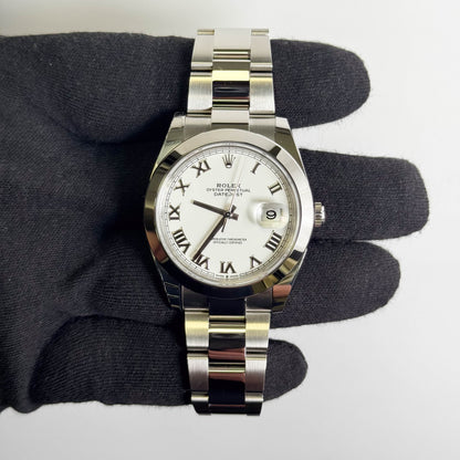 Rolex Datejust 41mm White Roman Dial Watch Ref# 126300