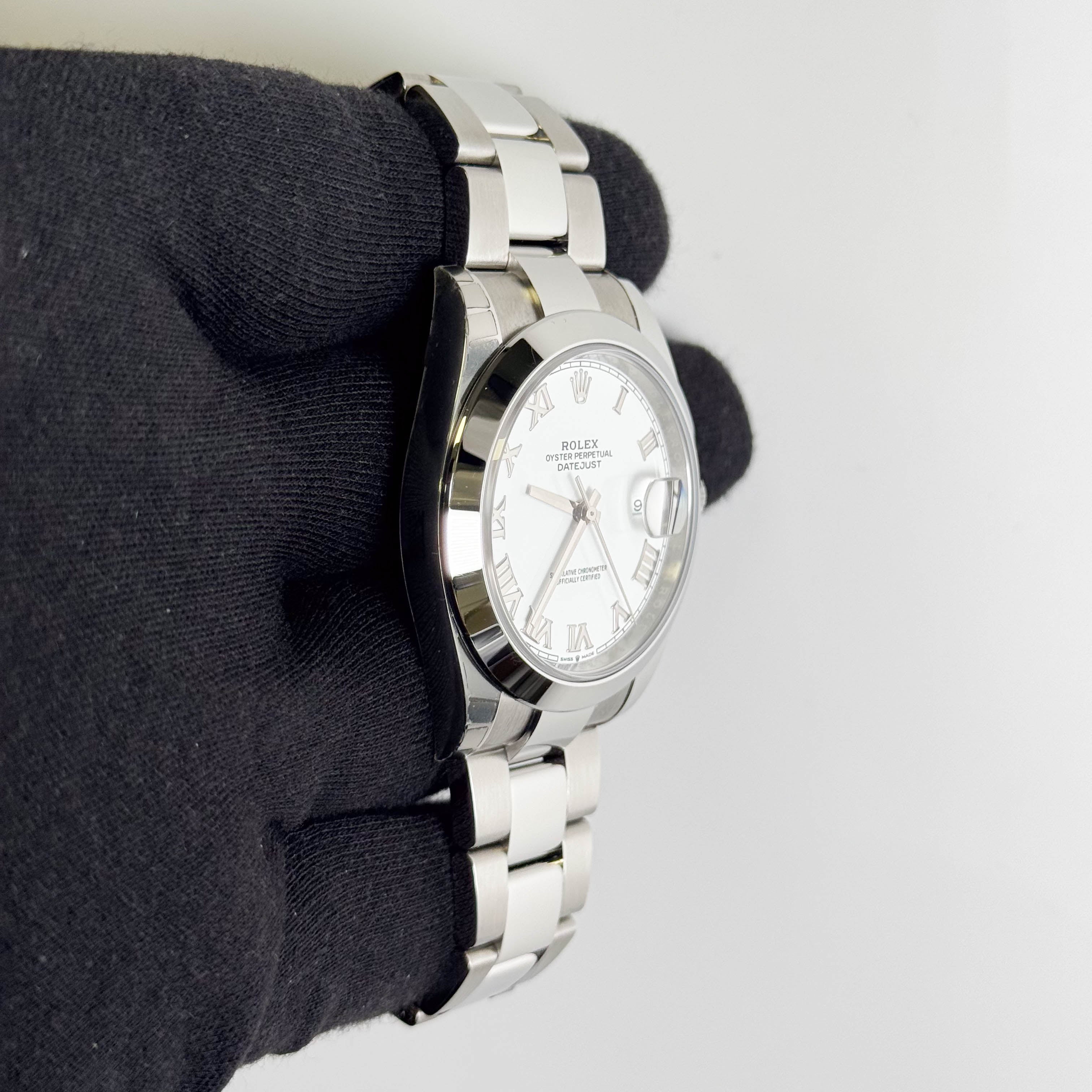 Rolex Datejust 41mm White Roman Dial Watch Ref# 126300