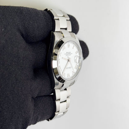Rolex Datejust 41mm White Roman Dial Watch Ref# 126300