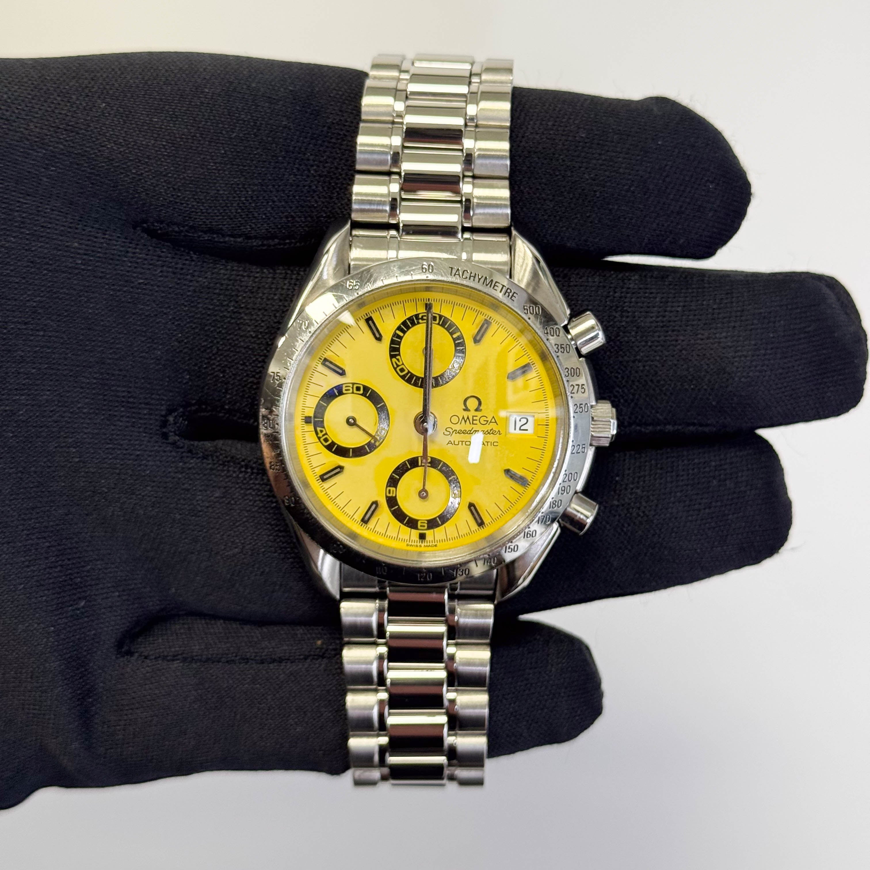 Omega Speedmaster 39mm Yellow Dial Watch Ref# 3511.12.00 - Happy Jewelers Fine Jewelry Lifetime Warranty