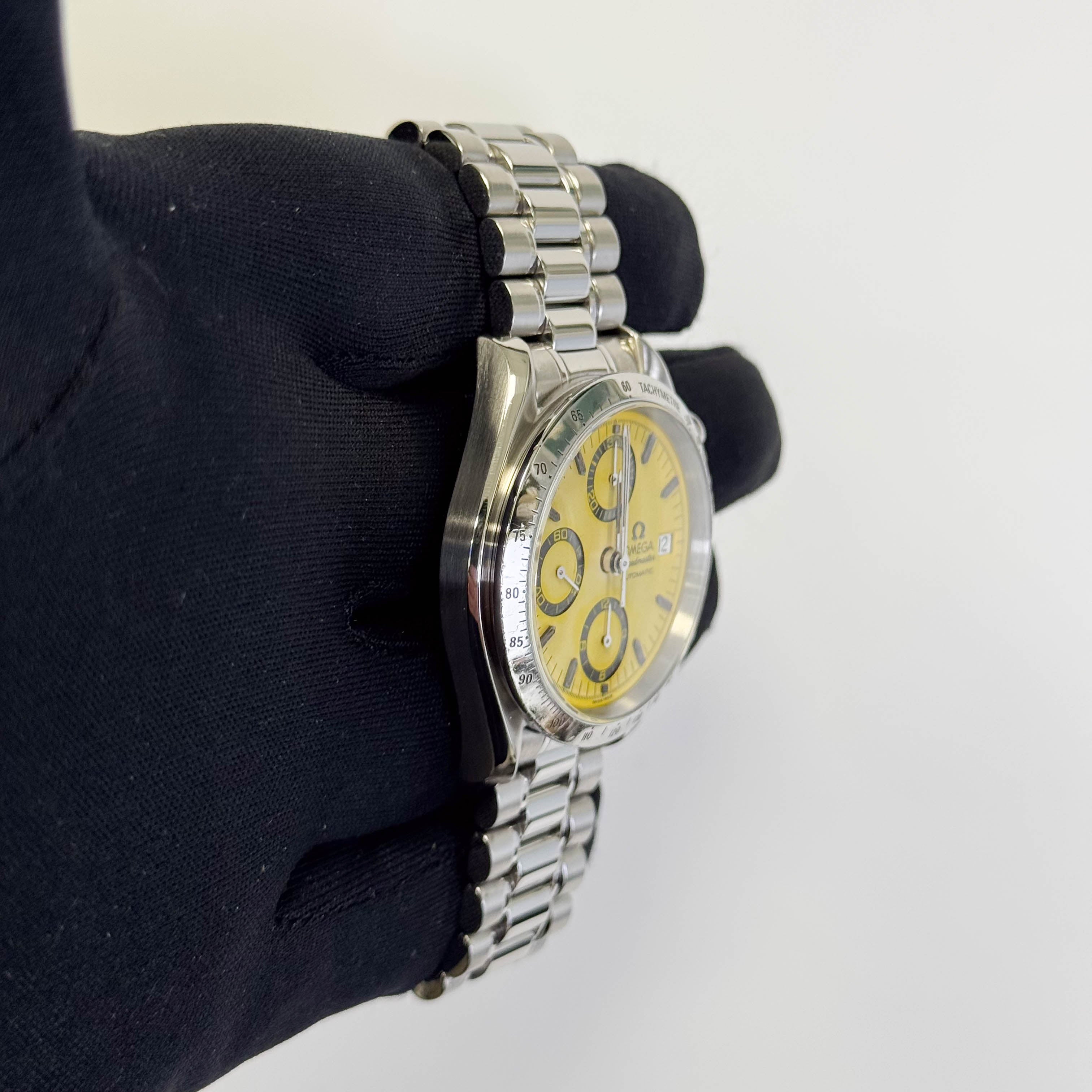 Omega Speedmaster 39mm Yellow Dial Watch Ref# 3511.12.00 – Happy