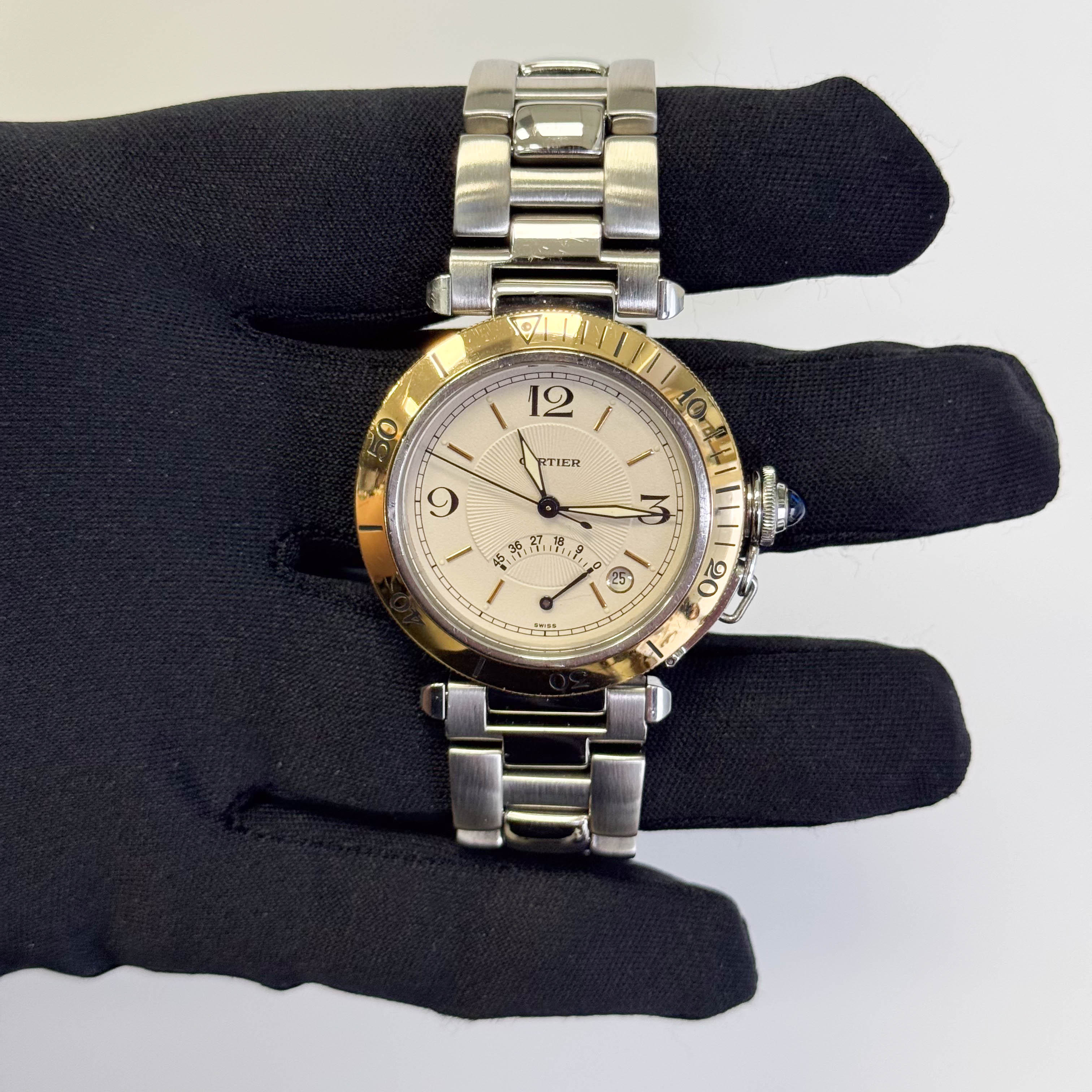 Cartier Pasha 38mm Cream Dial Watch Ref# W31012H3 - Happy Jewelers Fine Jewelry Lifetime Warranty