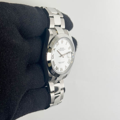 Rolex Datejust 41mm White Roman Dial Watch Ref# 126300