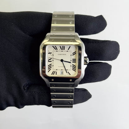 Cartier Santos 40mm Silver Dial Watch Ref# WSSA0009