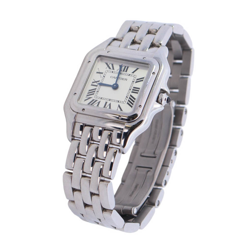 Cartier Panthere Stainless Steel 27mm White Roman Dial Watch Reference #: WSPN0007 - Happy Jewelers Fine Jewelry Lifetime Warranty
