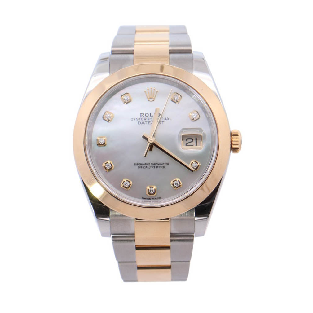 Rolex Datejust Two Tone Yellow Gold & Steel 41mm White MOP Diamond Dial Watch Reference #: 126303 - Happy Jewelers Fine Jewelry Lifetime Warranty