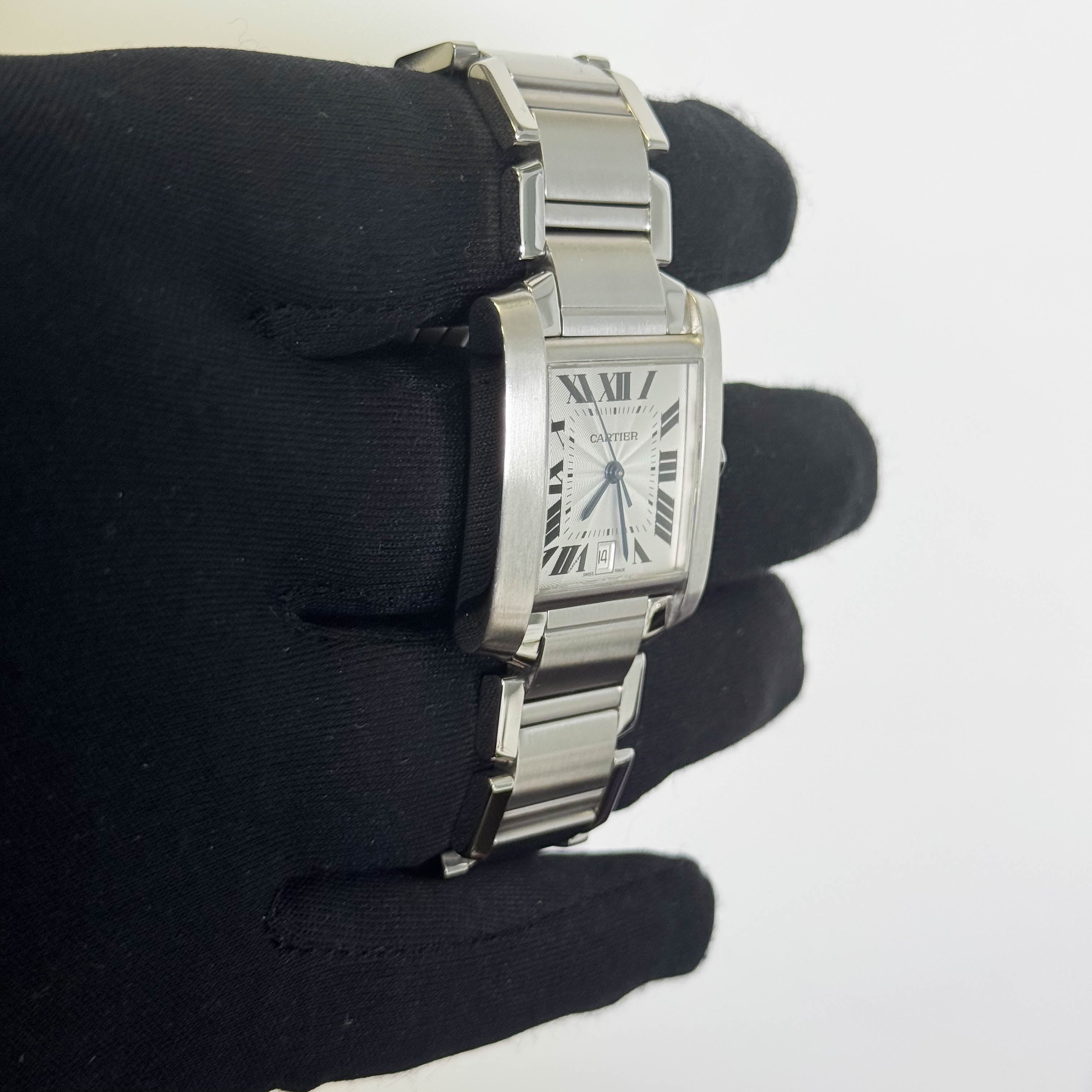 Cartier Tank Française Stainless Steel 28mm White Dial Watch Ref# W51002Q3 - Happy Jewelers Fine Jewelry Lifetime Warranty