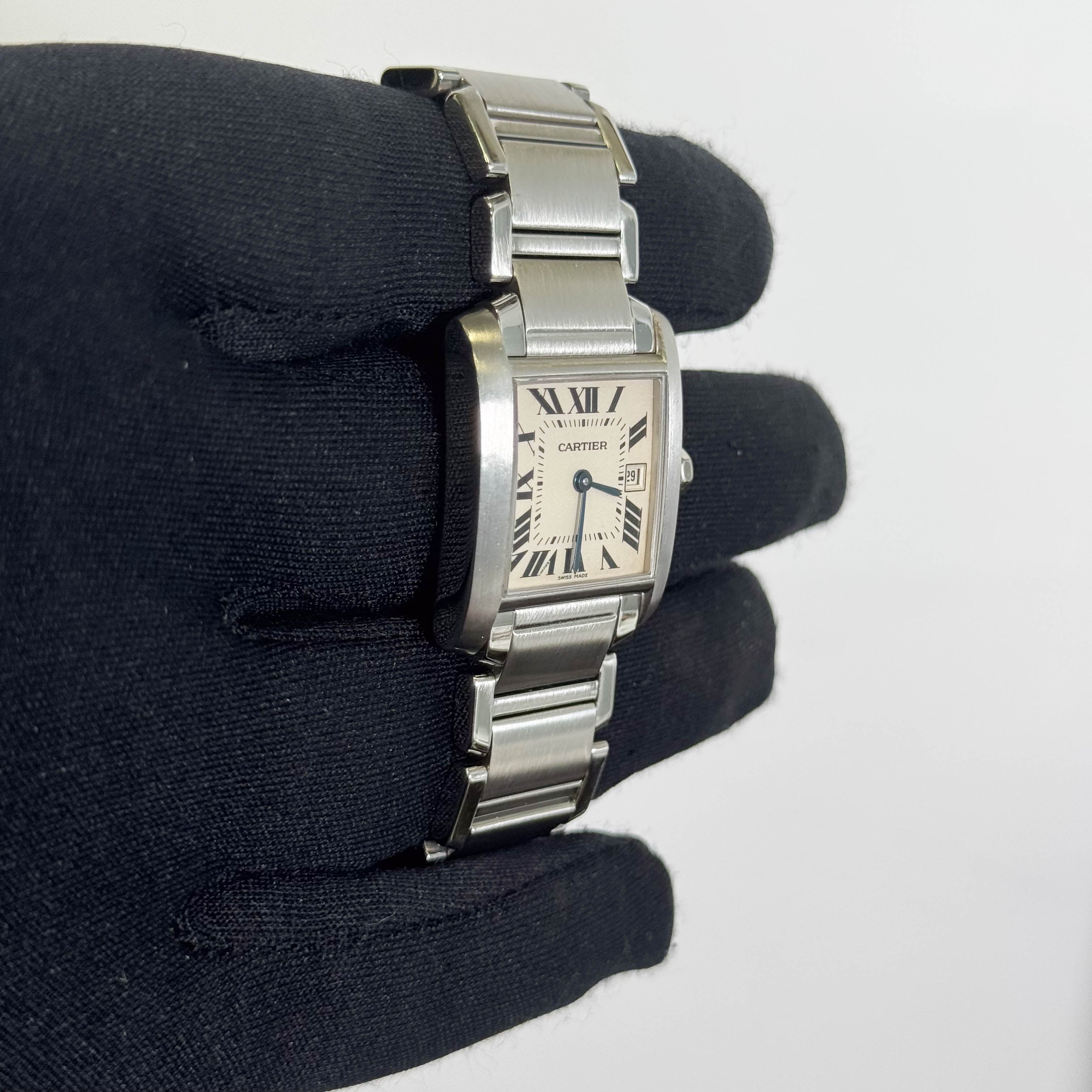 Cartier Tank Stainless Steel 25mm White/Ivory Dial Watch Ref# W51011Q3 - Happy Jewelers Fine Jewelry Lifetime Warranty