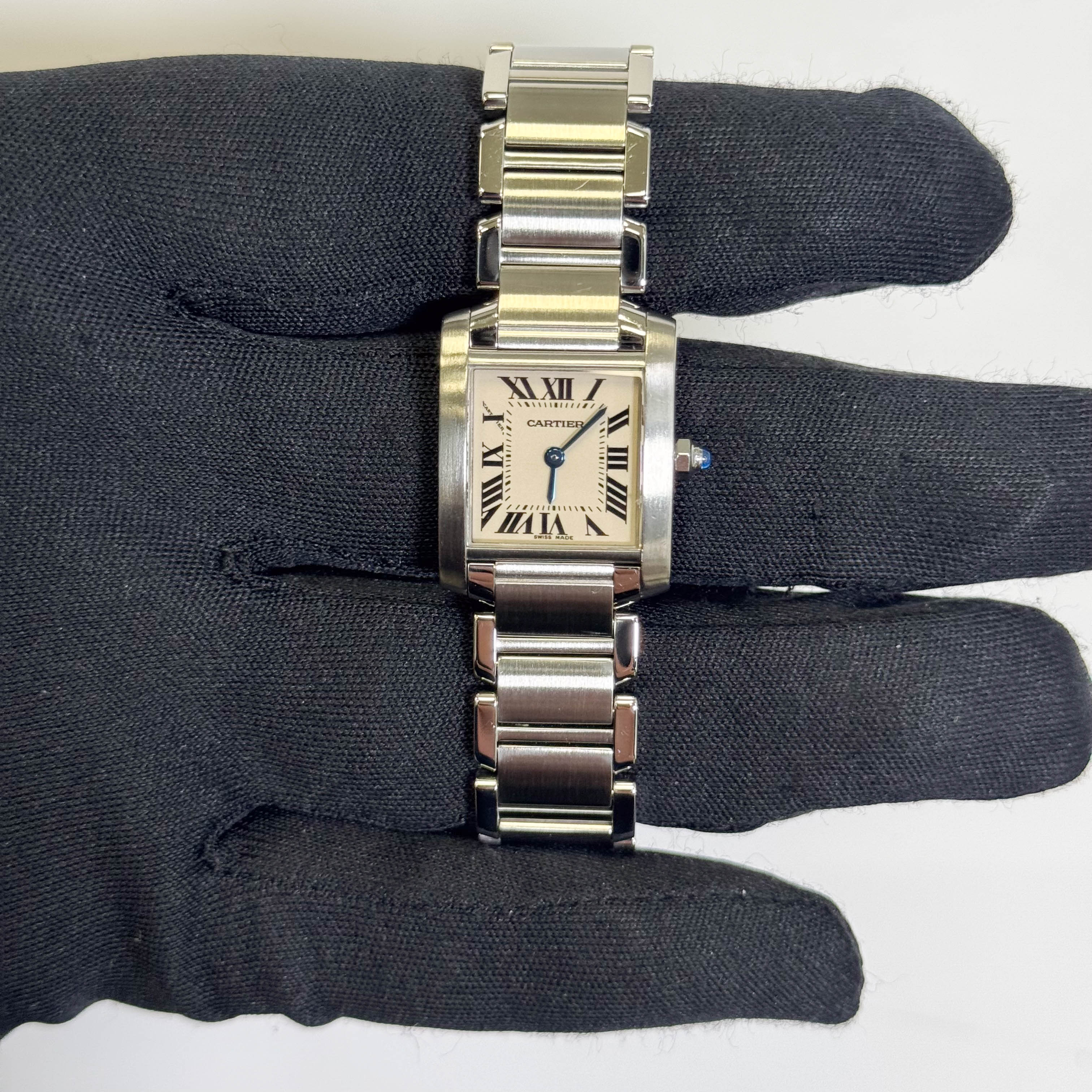 Cartier Tank Stainless Steel 20mm Ivory Dial Watch Ref# W51008Q3 - Happy Jewelers Fine Jewelry Lifetime Warranty