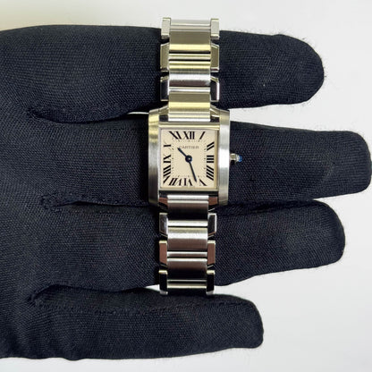 Cartier Tank Stainless Steel 20mm Ivory Dial Watch Ref# W51008Q3 - Happy Jewelers Fine Jewelry Lifetime Warranty
