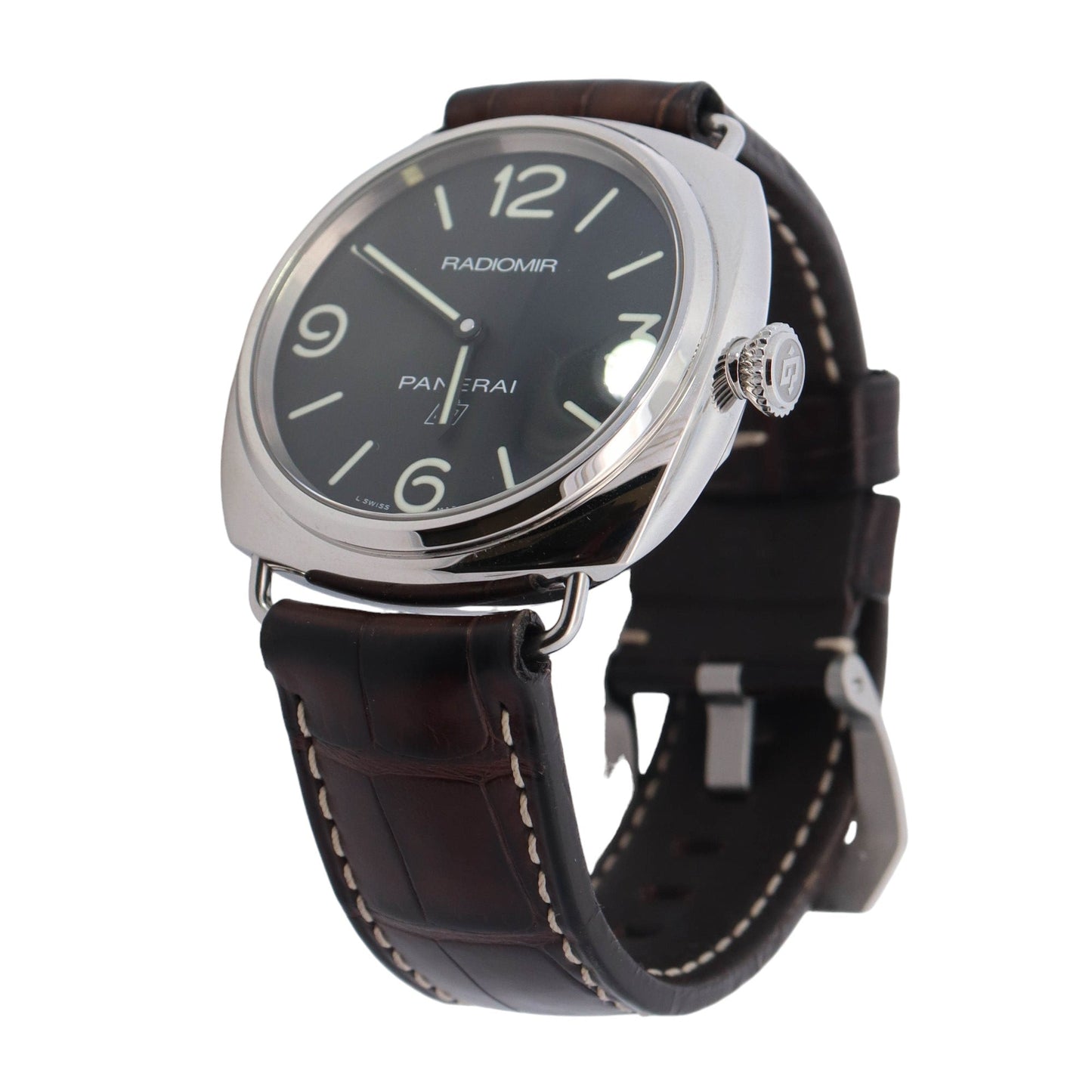 Panerai Radiomir Stainless Steel 45mm Black Stick and Arabic Dial Watch Reference #: PAM753 - Happy Jewelers Fine Jewelry Lifetime Warranty