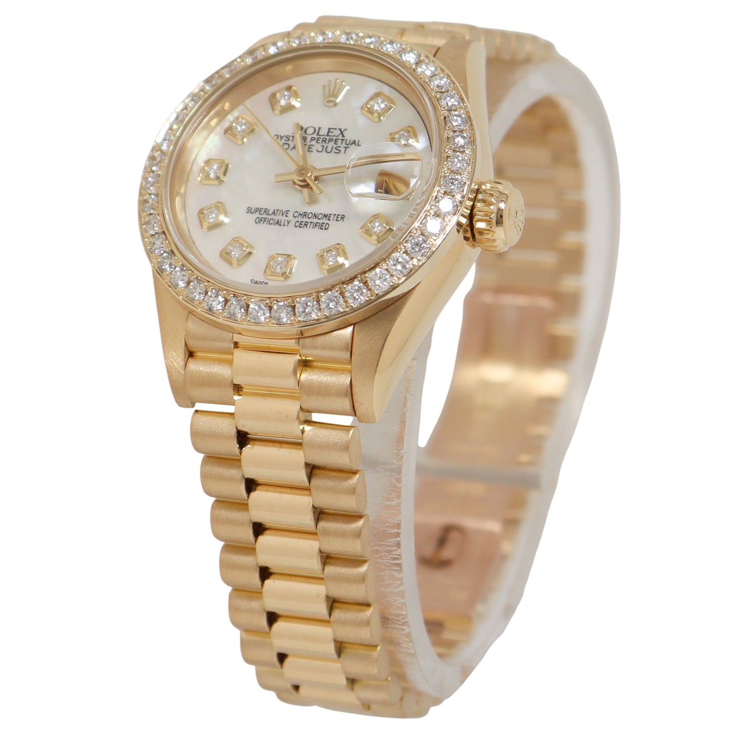 Rolex Lady-Datejust 18K Yellow Gold 26mm MOP Diamond Dot Dial Watch Reference#: 69178 - Happy Jewelers Fine Jewelry Lifetime Warranty