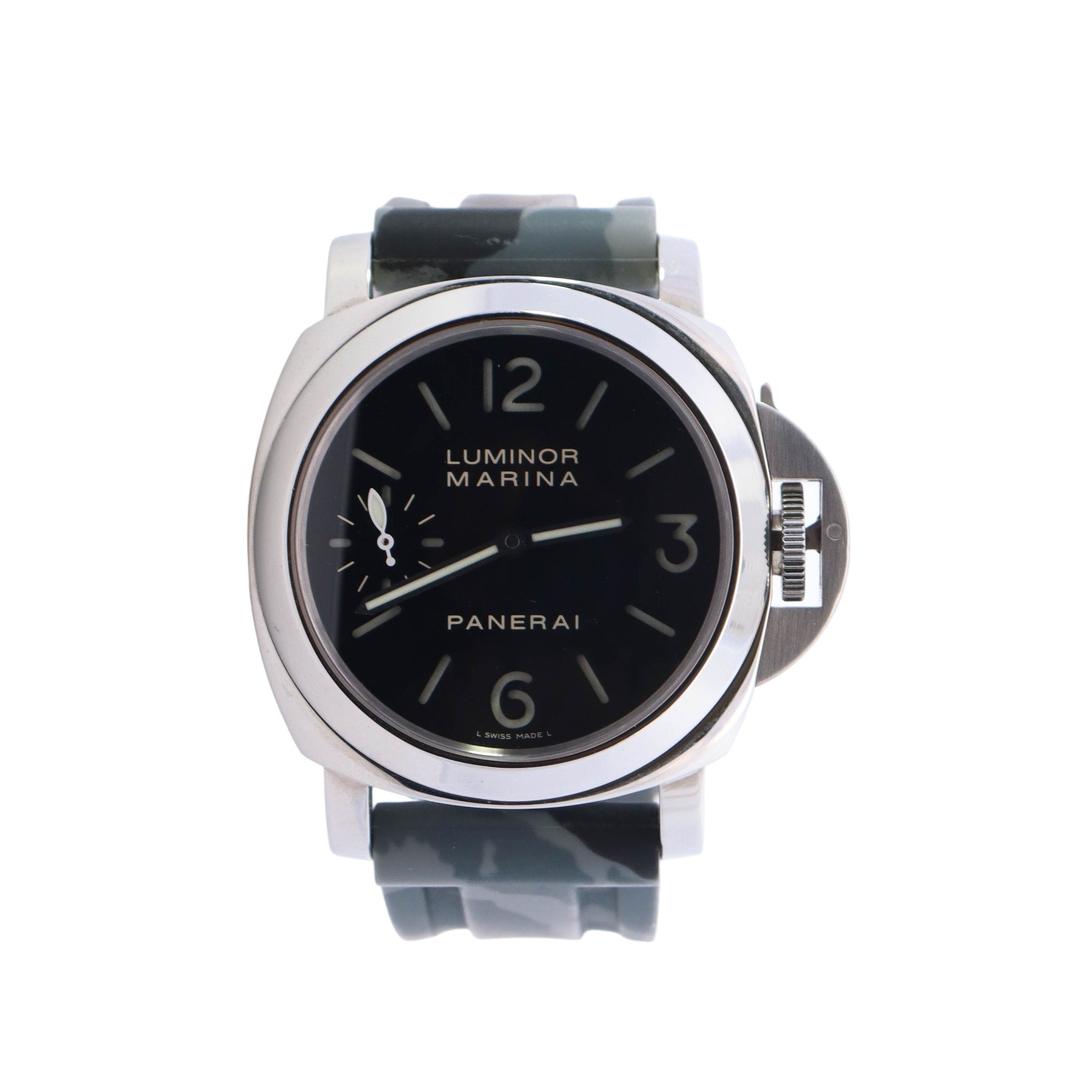 Panerai Luminor Marina Stainless Steel 44mm Black Arabic & Stick Dial Watch Reference# PAM00111 - Happy Jewelers Fine Jewelry Lifetime Warranty