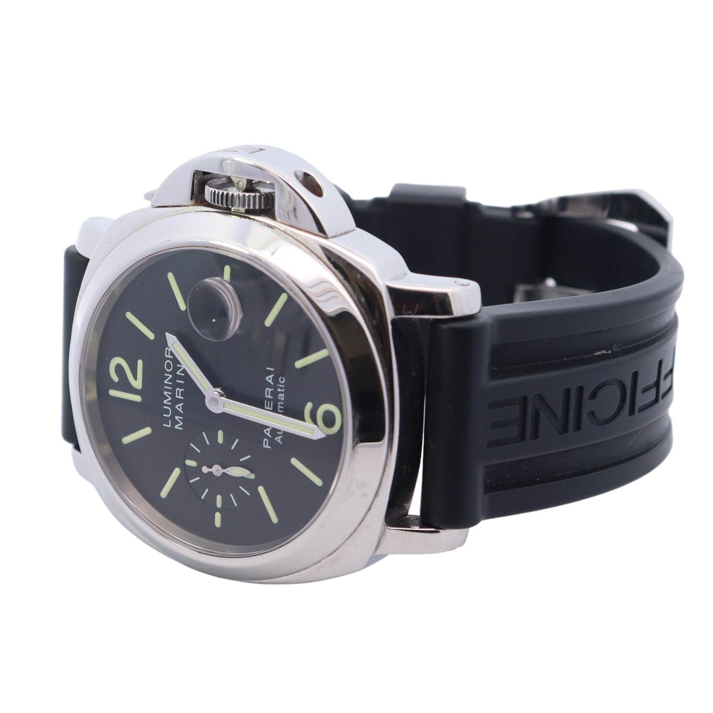 Panerai Luminor Marina Automatic Stainless Steel 44mm Black Stick & Arabic Dial Watch Reference #: PAM00104 - Happy Jewelers Fine Jewelry Lifetime Warranty