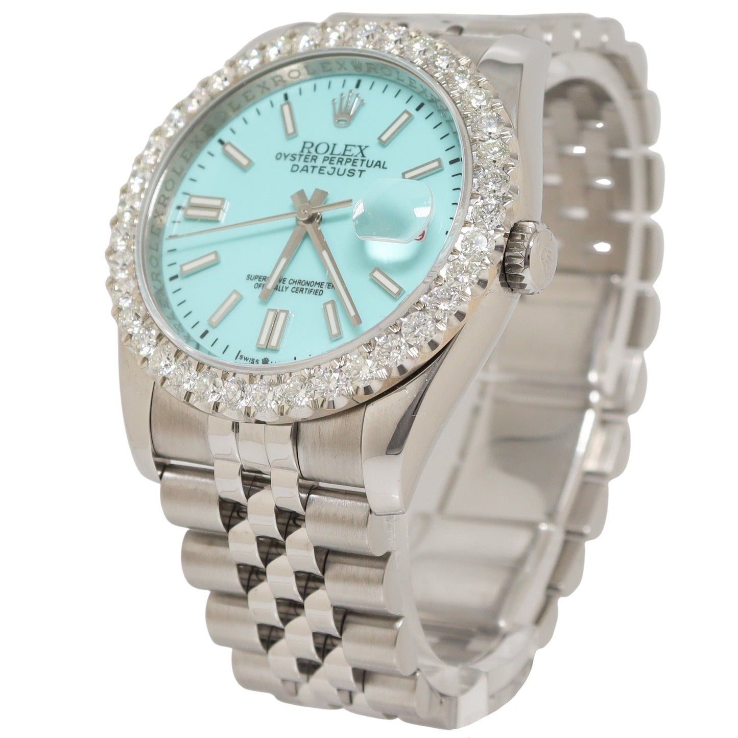 Rolex Datejust Stainless Steel 36mm Tiffany Blue Stick Dial Watch Reference#: 116200 - Happy Jewelers Fine Jewelry Lifetime Warranty