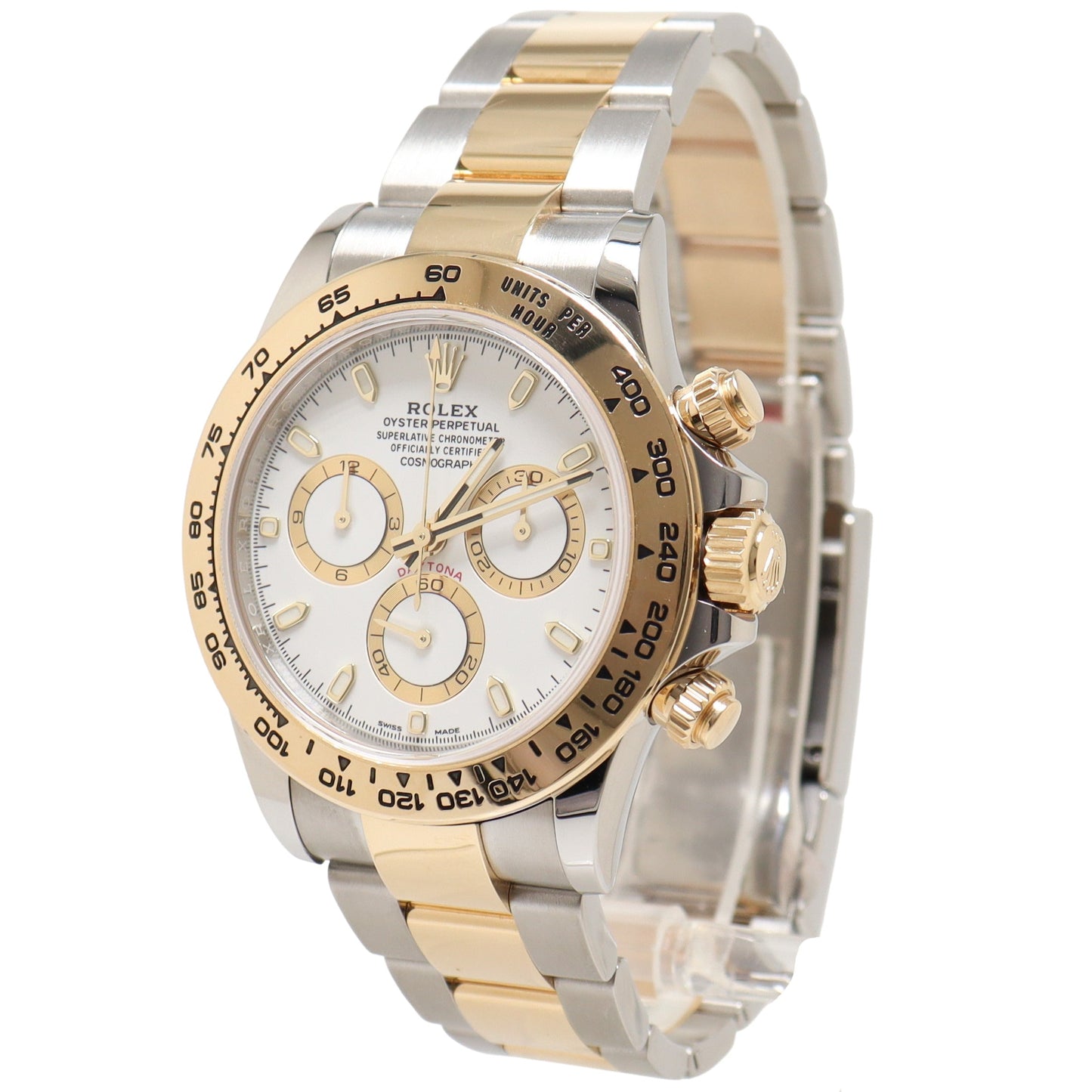 Rolex Daytona 40mm Yellow Gold & Stainless Steel White Chronograph Dial Watch Reference# 116503 - Happy Jewelers Fine Jewelry Lifetime Warranty