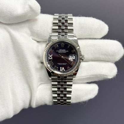Rolex Datejust 36mm Stainless Steel Purple Dial Watch Ref# 126234 - Happy Jewelers Fine Jewelry Lifetime Warranty